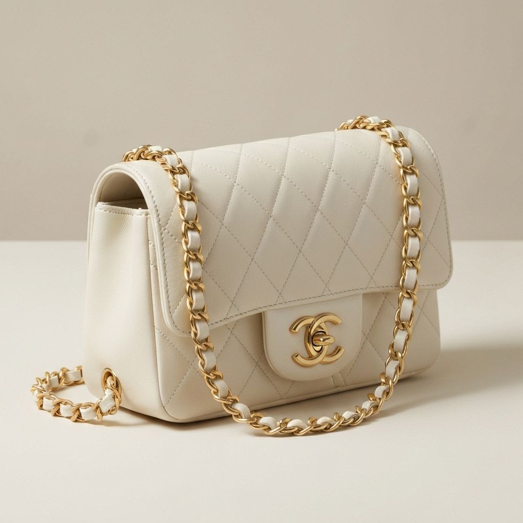 Chanel – Mini Off-White Alça Dourada